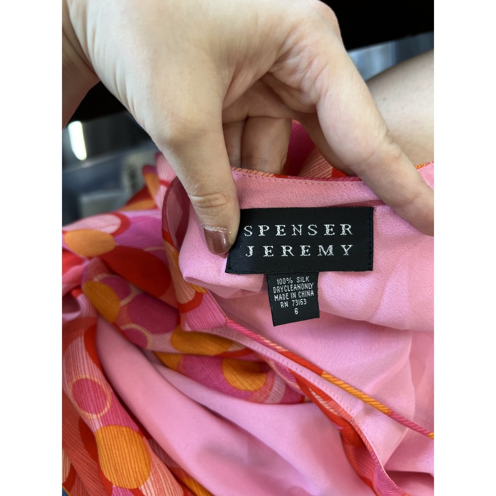 Spenser Jeremy Pink Floral Silk Flutter Sleeve Midi Dress Size 8 - Picture 6 of 7